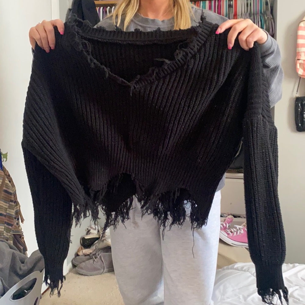 Black ripped up sweater